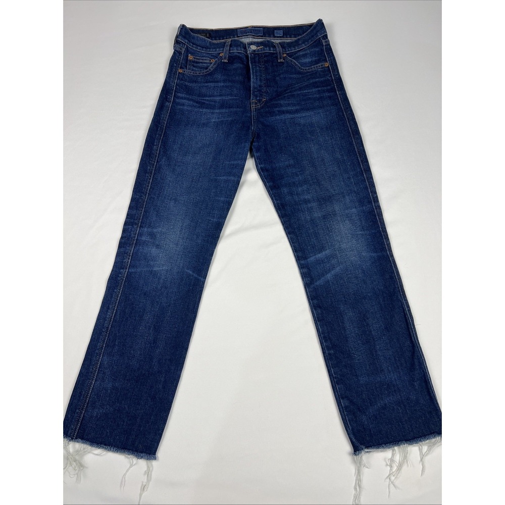 Lucky Brand Straight Jeans Raw Hem Dark Wash Candiani Denim Size 6/28